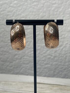 Milor Italy Rose Gold Vermeil Twisted Hoop Earrings 925